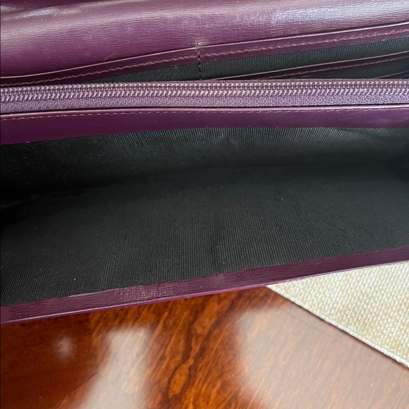 Givenchy Plum Leather Continental Wallet with Silver-Tone Logo GUC - Picture 10 of 17